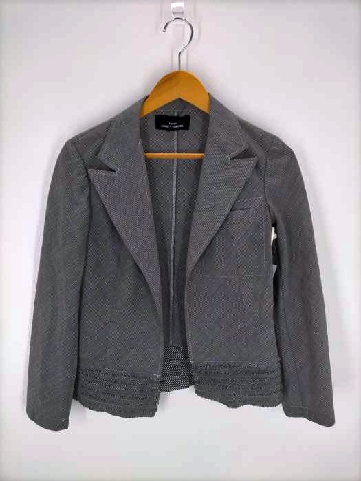 tricot COMME des GARCONS(トリココムデギャルソン) AD2000 フリンジ装飾 ギンガムチェック ボタンレスジャケット レディース JPN：M