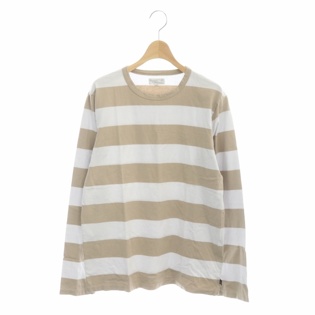 agnes b. homme(アニエスベーオム) Tシャツ カットソー ロンT 長袖 ボーダー コットン T1 グレー ベージュ /MF メンズ  T1（日本サイズS相当）