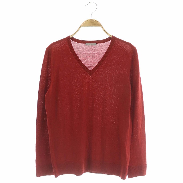 theory luxe(セオリーリュクス) ALLAN CALEN ニット セーター 長袖 Vネック 薄手 プルオーバー 038 赤 レッド /CM レディース  038(日本サイズM相当）