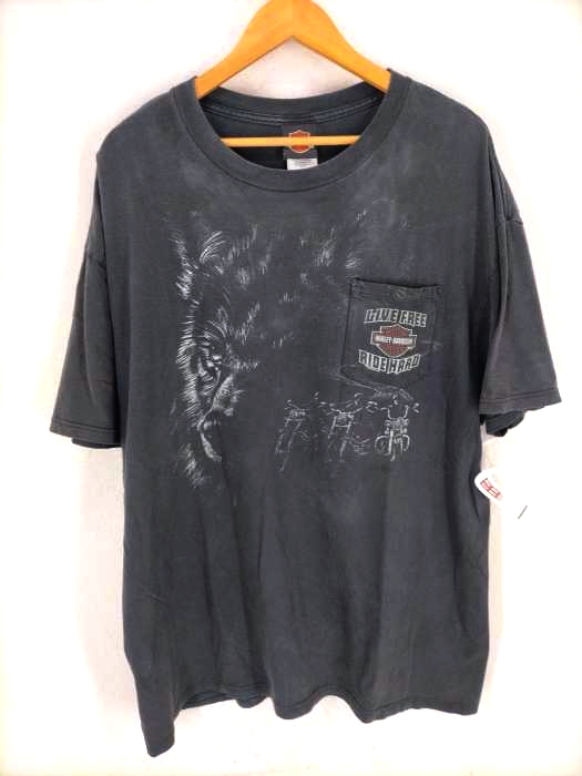 HARLEY-DAVIDSON(ハーレーダビッドソン) 00S ポケット付きプリントクルーネックTシャツ メンズ  2XL