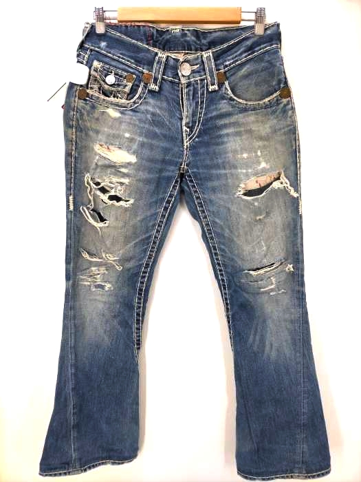 TRUE RELIGION(トゥルーレリジョン) USA製 ダメージブーツカットデニム ベルボトム メンズ  W30