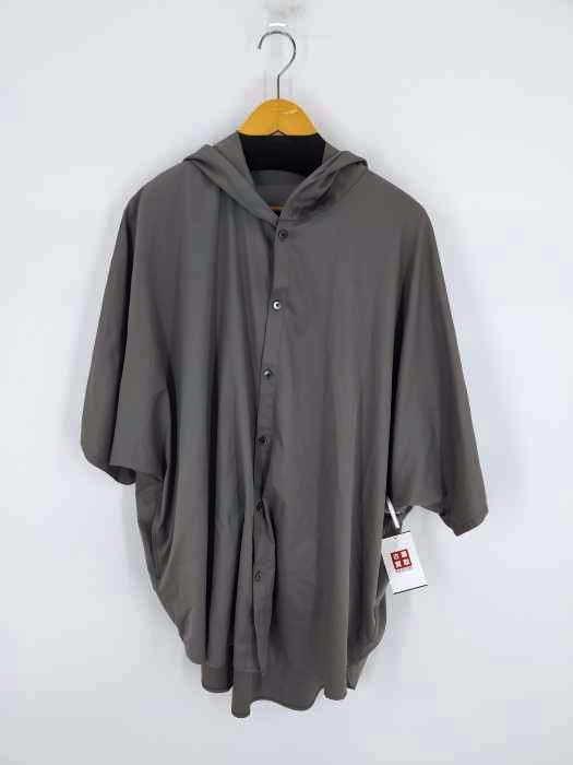 ノーアイディー ブラック NO ID.BLACK ストレッチフードドルマンBIGシャツ メンズ ONE SIZE