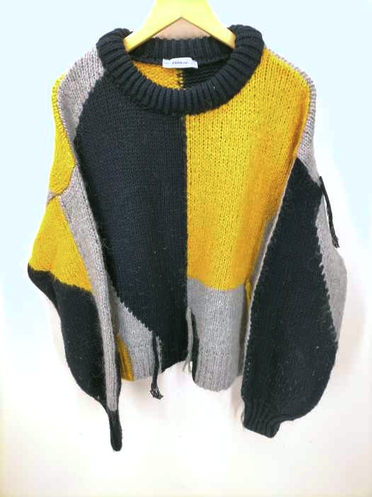 ザラ ZARA フリンジデザイン ローゲージパネルニット レディース JPN：M