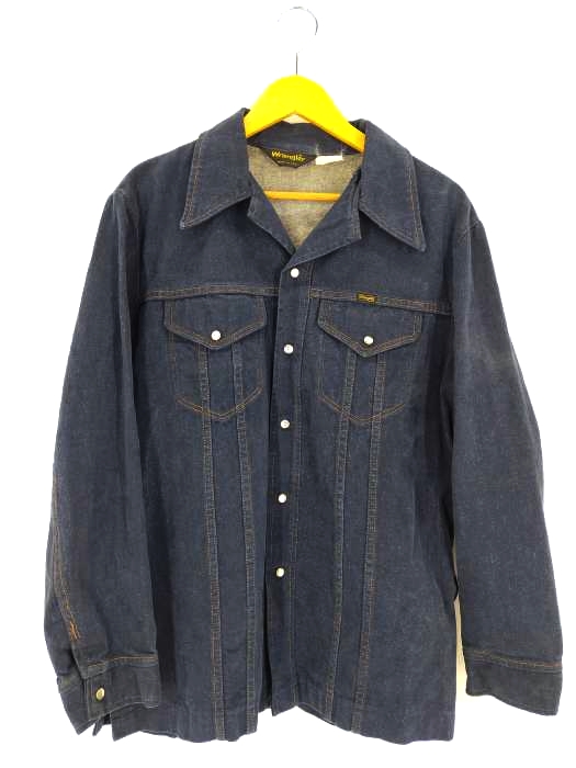 ラングラー Wrangler USA製 オープンカラー スナップボタン コットンサテントラッカージャケット メンズ 表記無