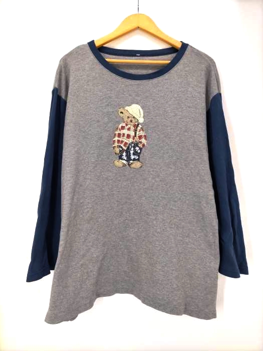 USED古着(ユーズドフルギ) ベアープリント袖切替長袖Tシャツ メンズ 表記無