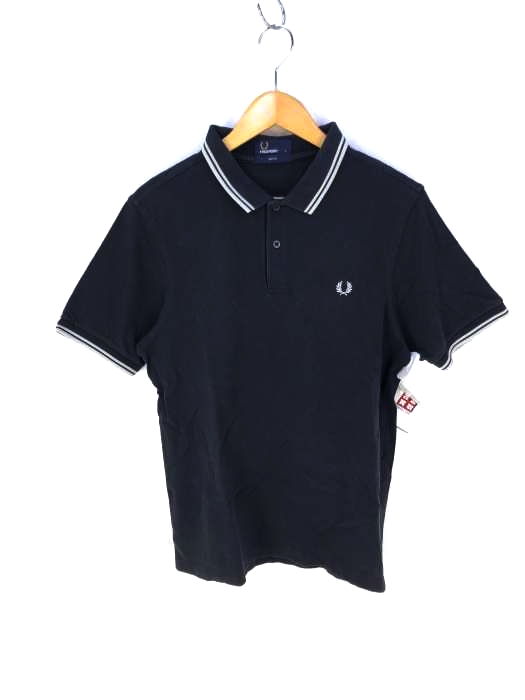 FRED PERRY(フレッドペリー) TWIN TIPPED SHIRT ロゴ刺繍 鹿の子ラインポロシャツ メンズ JPN：L