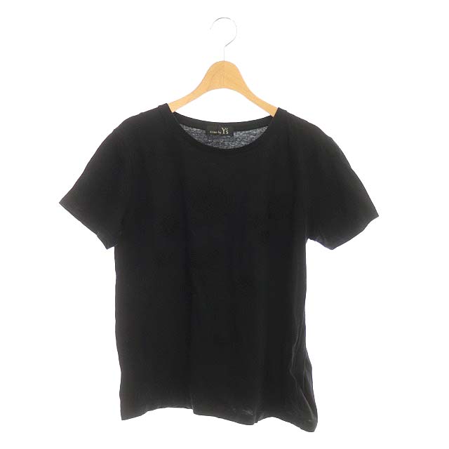 Ys(ワイズ) ヨウジヤマモト RISMAT Tシャツ カットソー 半袖 刺繍 2 ブラック 黒 ブラック /AO レディース  2（日本サイズM相当）