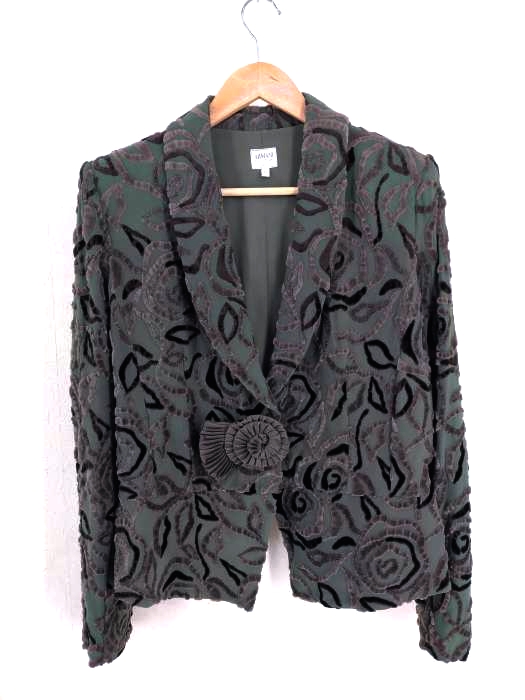 ARMANI COLLEZIONI(アルマーニコレツィオーニ) フロッキープリントショールカラーストレッチジャケット レディース  12