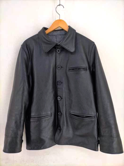 ユーズドフルギ USED古着 {{xin ao lan ya}}裏地ヘリンボーンレザージャケット メンズ JPN：XL