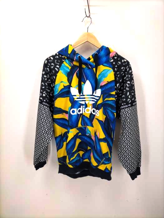 アディダス adidas 総柄トレフォイルフーディー レディース JPN：L