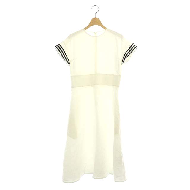 borders at balcony(ボーダーズアットバルコニー) 19SS COTTON DRESS コットンサマードレスワンピース ロング 半袖 フレア 切替 38 白 黒 ホワイト ブラック /ES ■OS レディース  表記なし