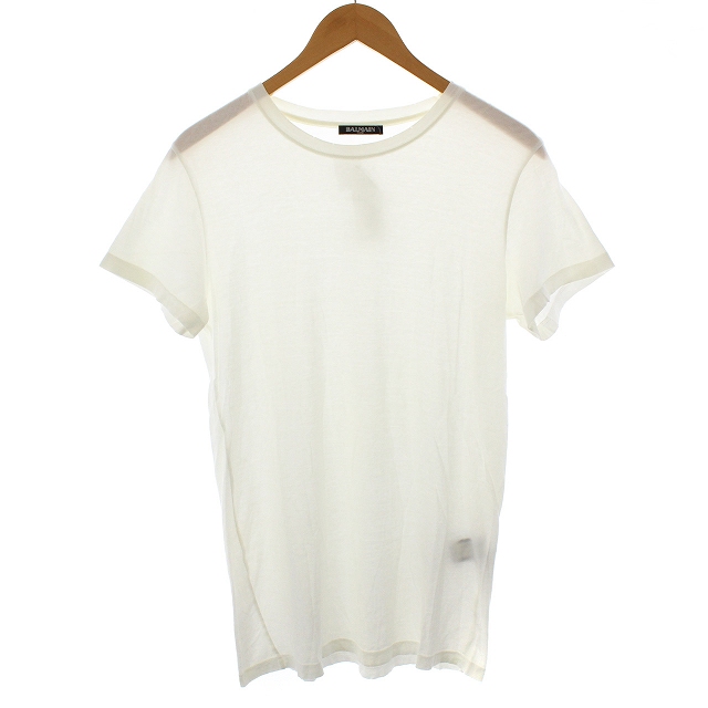 BALMAIN(バルマン) Tシャツ カットソー 半袖 無地 クルーネック エイジング加工 XS 白 ホワイト /NM メンズ  XS