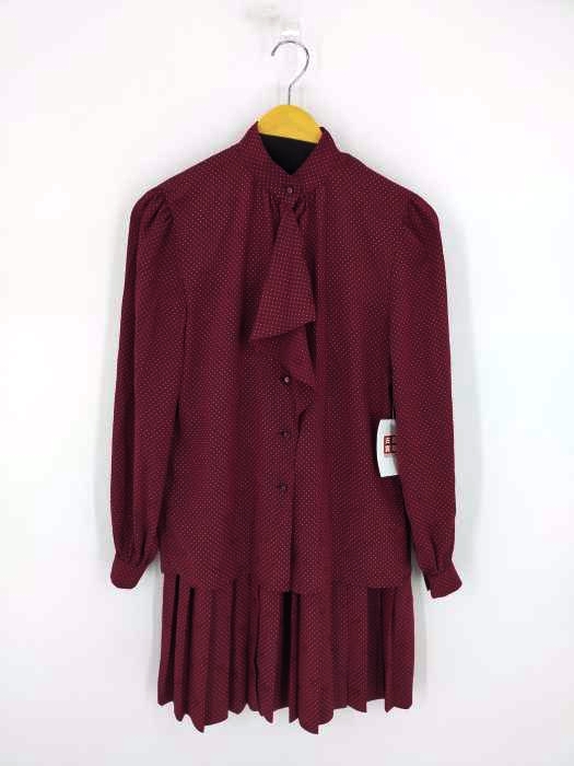 HANAE MORI(ハナエモリ) ドット柄 蝶刺繍 シャツ＆スカート セットアップ レディース  9号