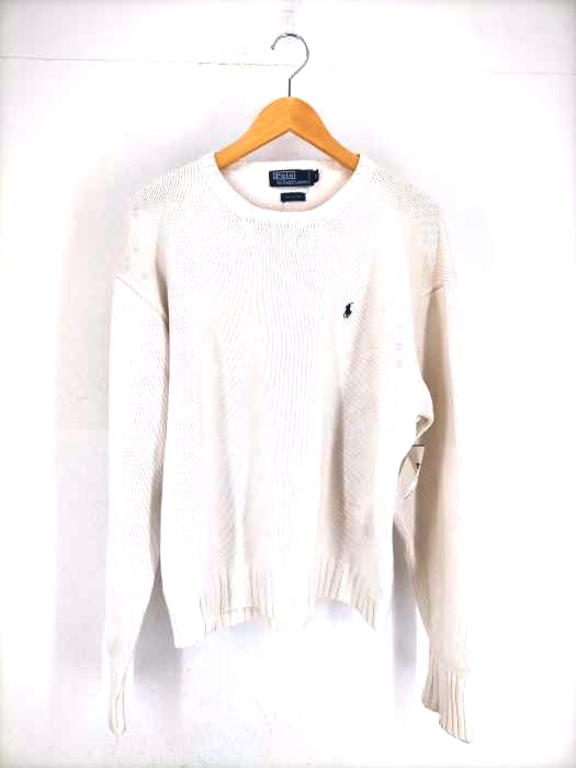ポロバイラルフローレン Polo by RALPH LAUREN ロゴ刺繍 クルーネックコットンニット メンズ JPN：XL