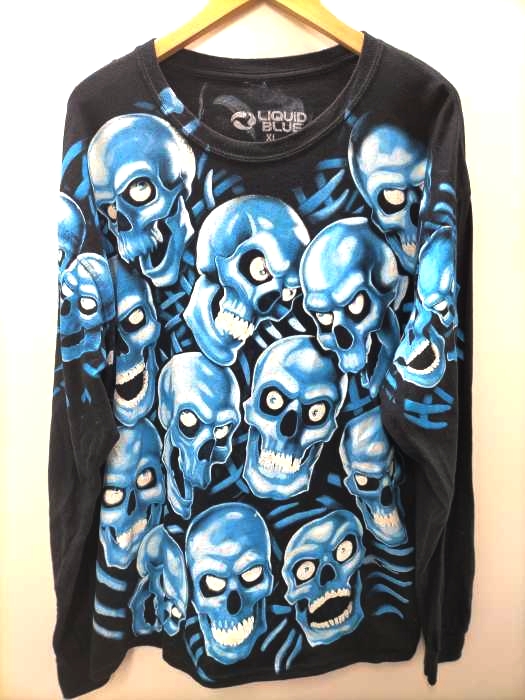 リキッドブルー LIQUID BLUE 00S スカルパイル L/S Tシャツ メンズ import：XL