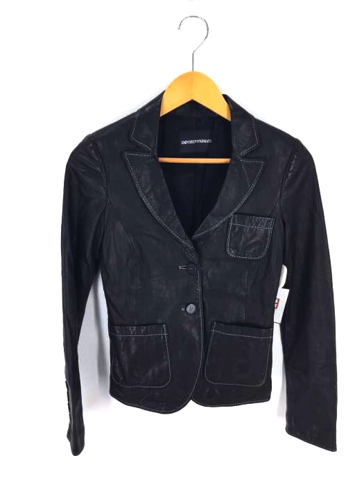 EMPORIO ARMANI(エンポリオアルマーニ) ラムスキン レザーテーラードジャケット レディース JPN：34
