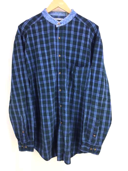 USED古着(ユーズドフルギ) AMERICAN WEEKEND 切替チェックバンドカラーシャツ メンズ  L