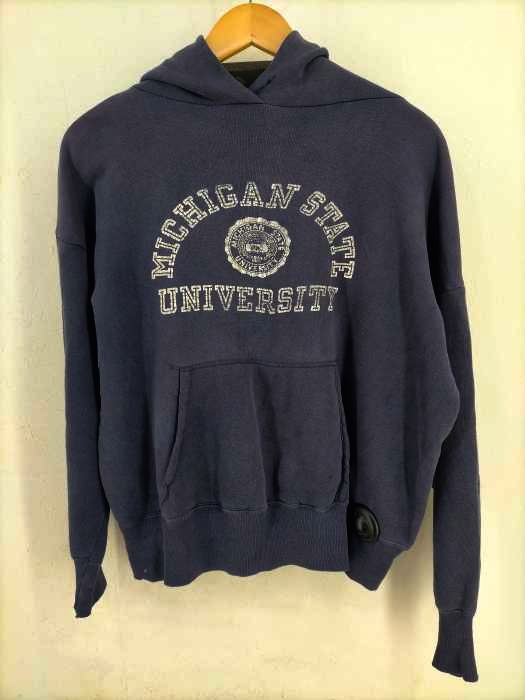 チャンピオン Champion 50S-60S ランタグ MICHIGAN STATE UNIVERSITY ラバープリント 後染 プルオーバーパーカー メンズ 表記無
