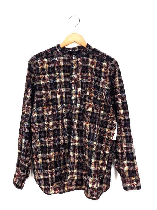 BEAMS＋(ビームスプラス) ペイズリーチェックバンドカラープルオーバーシャツ メンズ JPN：M
