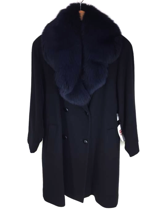 USED古着(ユーズドフルギ) ファー付き カシミヤダブルブレストコート パワーショルダー レディース  11