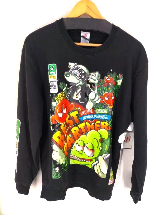 ユーズドフルギ USED古着 {{ORIGINAL TRIP GEAR}} ジャパニ--ズマゲニーズ プリントクルーネックスウェット メンズ JPN：L
