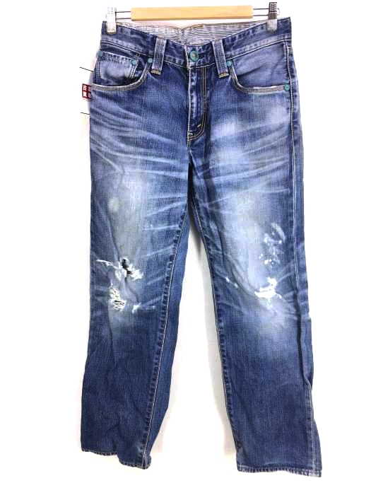 USED古着(ユーズドフルギ) CLASSIC Levis（クラシックリーバイス）502 ボタン裏V23 ターコイズボタン ダメージデニムパンツ メンズ  W30L33