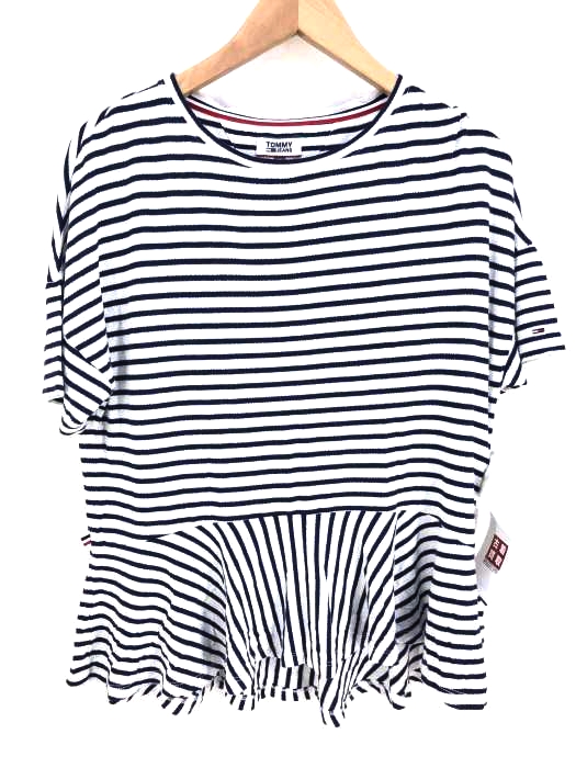 tommy jeans(トミージーンズ) 裾フリルボーダーTシャツ レディース トップス Tシャツ・カットソー