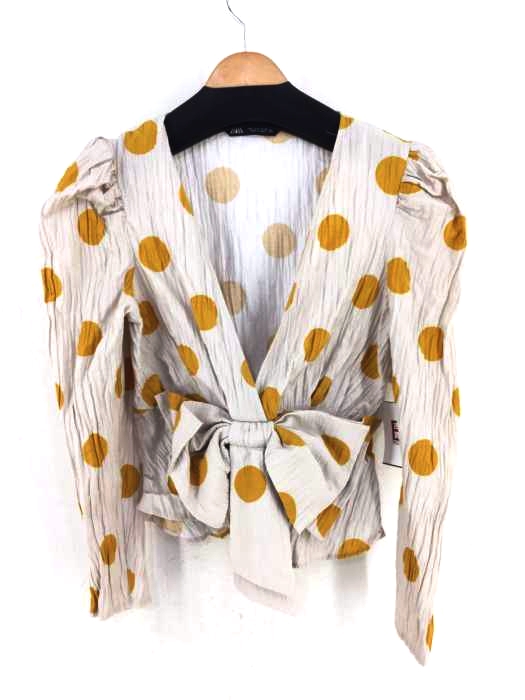 ZARA(ザラ) フロントリボン ドット柄ブラウス レディース import：L import：L