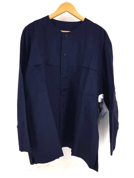 HOMME PLISSÉ ISSEY MIYAKE(オムプリッセ イッセイミヤケ) 20AW リネン混 コットンカラーレスボタンシャツ メンズ トップス カジュアルシャツ