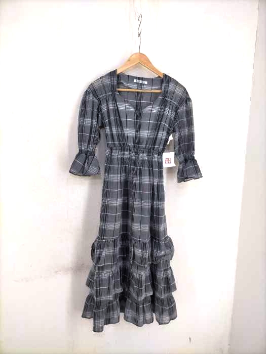 snidel チェック柄マキシ丈ワンピース USAGI ONLINE限定】チェックニットワンピース（マキシ丈/ロング