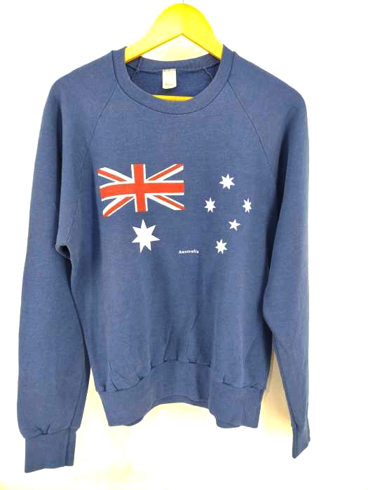 USED古着(ユーズドフルギ) 80~90S オーストラリア製 国旗プリントラグランスウェット メンズ  110