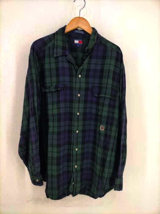 TOMMY HILFIGER(トミーヒルフィガー) 90S チェック柄レーヨンオープンシャツ メンズ JPN:L JPN:L