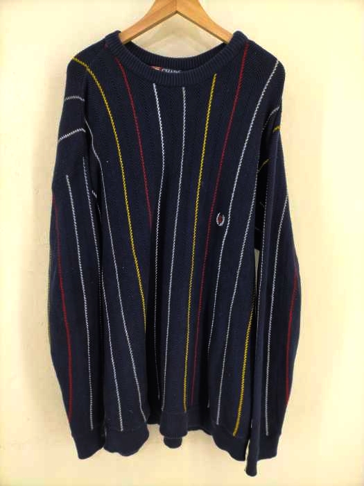 CHAPS RALPH LAUREN(チャップスラルフローレン) 90S MADE IN U.S.A. ヘリンボーンストライプコットンニット メンズ import：M import：M