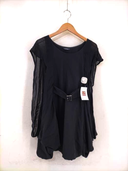 LIMI feu(リミフゥ) 100番台ウールギャバ使用 フロントベルトフリルノースリーブブラウス レディース JPN:S JPN:S