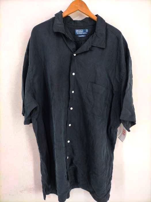 Polo by RALPH LAUREN(ポロバイラルフローレン) CARDWELL シルクリネン 刺繍無 半袖オープンカラーシャツ メンズ  2LT