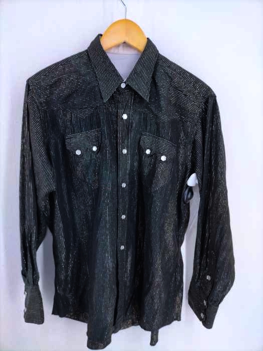 USED古着(ユーズドフルギ) 60~70S ラメ糸混ブラックウエスタンシャツ 襟芯 RAU KLIKITスナップ メンズ 表記無 表記無
