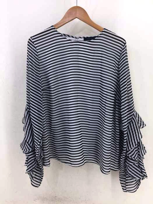 トミーヒルフィガー TOMMY HILFIGER ボーダーフリルスリーブブラウス レディース JPN：M JPN：M