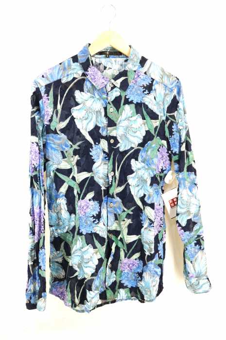 NO ID.(ノーアイディ) 花柄JQ×花柄プリントショートカラーSHシャツ メンズ トップス カジュアルシャツ