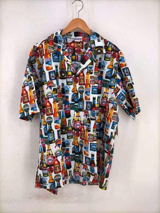 USED古着(ユーズドフルギ) PACIFIC LEGEND USA製 90s BEER 総柄 開襟シャツ オープンカラーシャツ メンズ トップス カジュアルシャツ