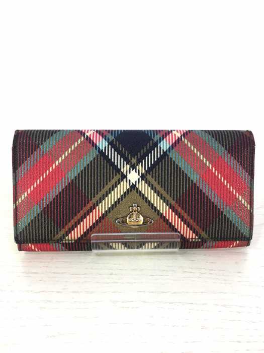 Vivienne Westwood LONDON（ヴィヴィアンウエストウッドロンドン） タータンチェック　ロゴ　ロングウォレット レディース 財布・ケース 長財布
