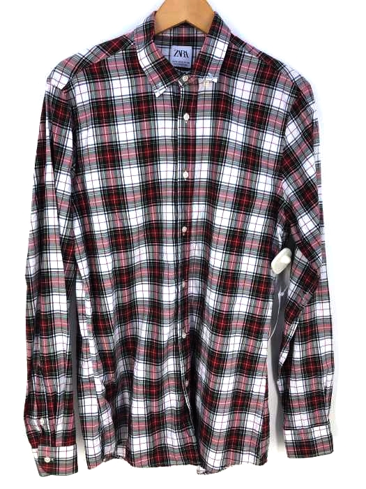 ZARA(ザラ) タータンチェックボタンダウンシャツ メンズ import：M import：M