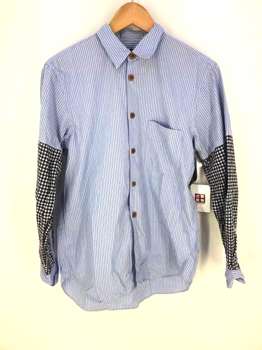 COMME des GARCONS HOMME PLUS EVER GREEN(コムデギャルソンオムプラスエバーグリーン) AD2007 ドッキングチェック 切替ストライプシャツ メンズ SS