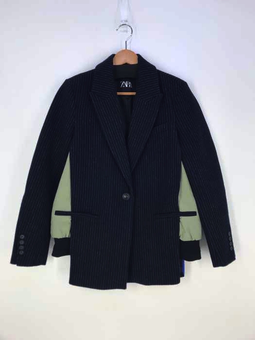 ザラ ZARA ドッキングデザイン ストライプシングルテーラードジャケット メンズ import：S import：S