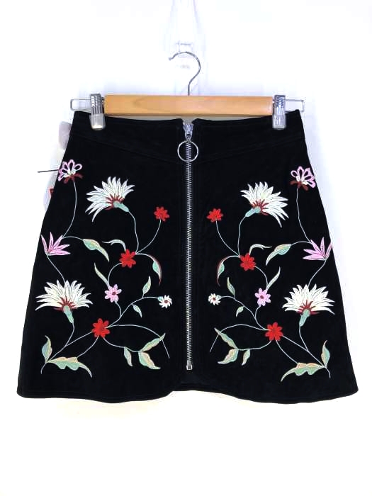 ZARA WOMAN(ザラ ウーマン) フラワー刺繍レザータイトスカート レディース import：XS import：XS