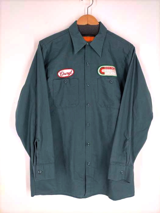 RED CAP（レッドキャップ） 70～80S durable press ワッペン装飾 ワークシャツ メンズ トップス カジュアルシャツ
