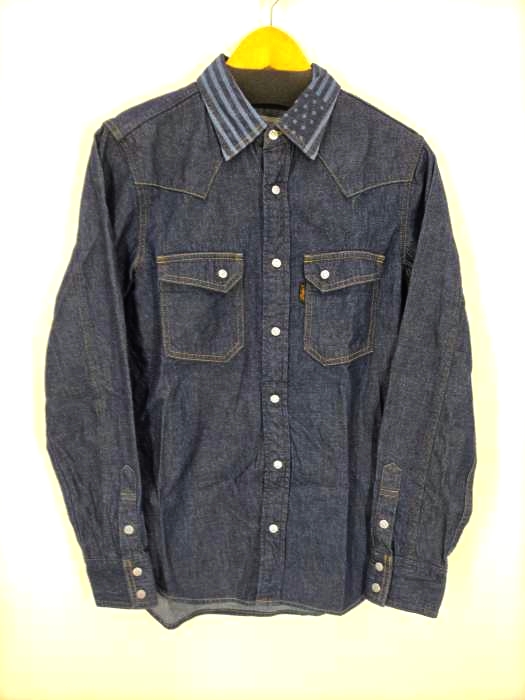 The DUFFER of ST.GEORGE(ザダファーオブセントジョージ) STAR & STRIPE レーザー加工岡山デニム シャツ 星条旗柄 メンズ  JPN：S