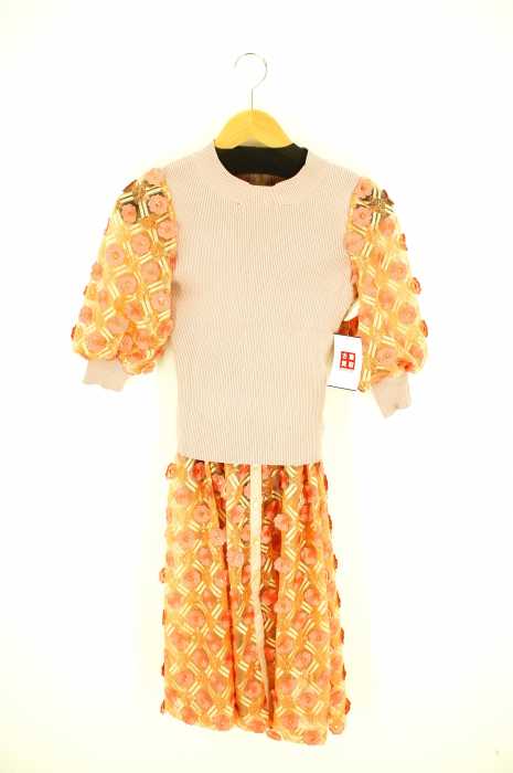 Lily Brown（リリーブラウン） スパンコール刺繍スリーブトップス　スカートセット　18aw レディース セットアップ カジュアルセットアップ