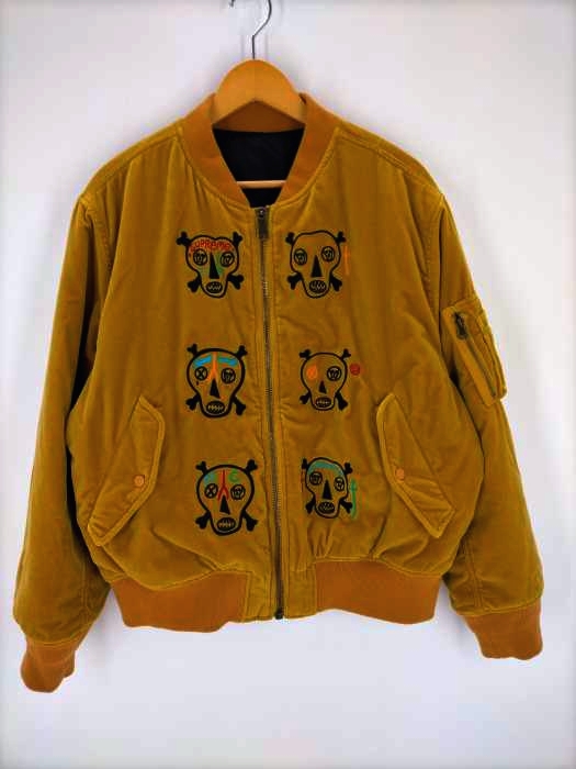 Supreme(シュプリーム) 21SS Skulls Embroidered Velvet MA1 スカル ベロアジャケット メンズ JPN：L JPN：L