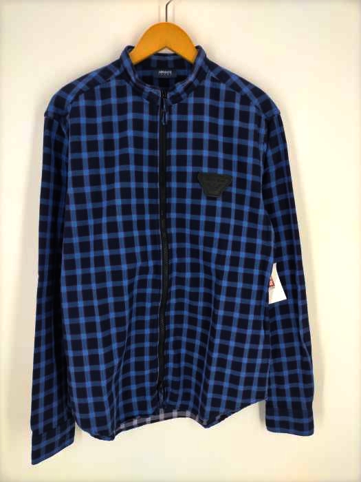 ARMANI JEANS(アルマーニジーンズ) バンドカラーチェック柄ジップシャツ メンズ JPN:XL