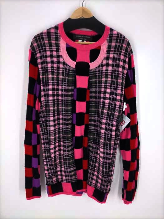 COMME des GARCONS HOMME PLUS(コムデギャルソンオムプリュス) AD2020 20AW Multicolor Multi-Fabric Check Crewneck Sweater 再構築ニット メンズ トップス ニット・セーター